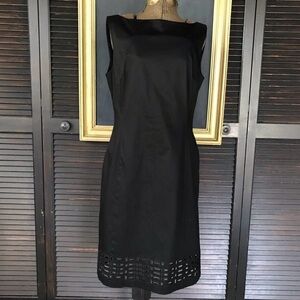 Jones New York Black Sleeveless Sheath Dress Bateau Neckline